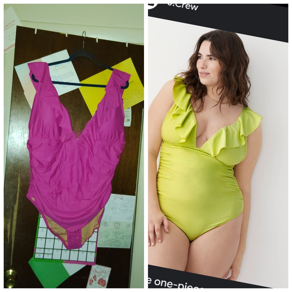 J.CREW Ruched Ruffle One Piece Swimsuit Size 20 🆕 - Picture 2 of 9